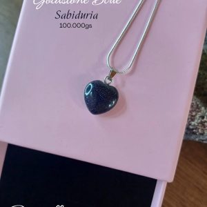 Collar de Goldstone Azul en Forma de Corazón